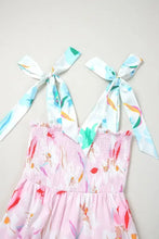 Floral Print Knotted Shoulder Smocked Maxi Dress Woman Maxi Dress