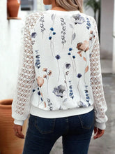 Floral Print Lace Sleeve Long Sleeve Blouse for Women