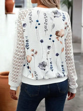 Floral Print Lace Sleeve Long Sleeve Blouse for Women Woman T Shirts