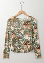 Floral Print Long Sleeve Mesh Top for Women