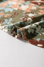 Floral print long sleeve mesh top in muted earth tones