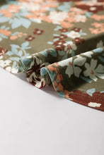 Floral print long sleeve mesh top in muted earth tones