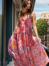 Floral Print Maxi Dress in Polyester with Lining