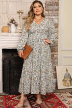 Floral Print Maxi Dress with Adjustable Tie and Midi Sleeve Length Multicolor Maxi Dresses