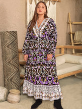 Floral Print Plus Size Maxi Dress Sleeve Length Viscose Lavender
