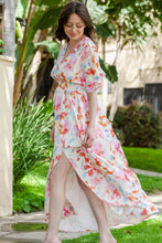 Floral Print Maxi Dress with Half Sleeve Length and A-Line Hem