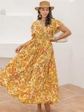 Floral Print Maxi Dress with Straw Hat