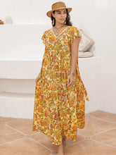 Floral Print Maxi Dress with Straw Hat