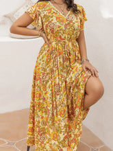 Floral Print Maxi Dress with Straw Hat Maxi Dresses