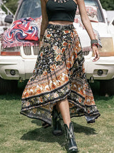 Floral Print Maxi Skirt High Low Viscose with Product Measurements Woman Skirts