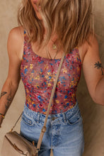 Floral Print Mesh Bodysuit in Stretchy Polyester Blend