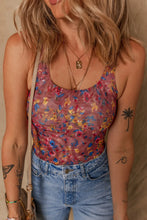 Floral Print Mesh Bodysuit in Stretchy Polyester Blend
