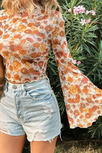 Floral Print Mesh T Shirt for Women