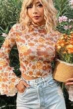 Floral Print Mesh T Shirt for Women