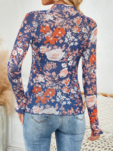 Floral Print Mesh Top for Women in Stretchy Polyester Blend