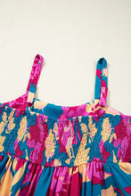 Floral Print Midi Dress in Teal Fuchsia and Orange with Side Pockets Woman Casual Dress