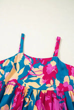 Floral Print Midi Dress in Teal Fuchsia and Orange with Side Pockets Woman Casual Dress