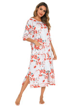 Floral Print Midi Nightgown with Pockets and Knee Length Design Sleep Dresses
