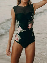 Floral Print One Piece Swimsuit with Removable Padding Deep Teal