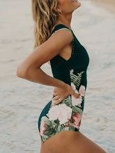 Floral Print One Piece Swimsuit with Removable Padding
