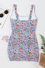 Floral Print Ruched Mini Dress with Drawstring and Removable Padding