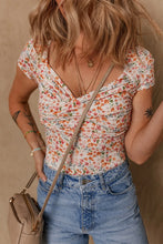 Floral Print Short Sleeve Bodysuit for Women Floral