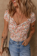 Floral Print Short Sleeve Bodysuit for Women