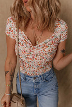 Floral Print Short Sleeve Bodysuit for Women