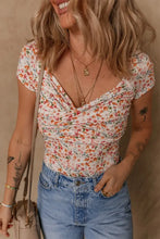 Floral Print Short Sleeve Bodysuit for Women Woman Bodysuits