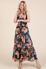 Floral Print Tie Waist Maxi Dress Sleeveless Summer Casual Casual Dresses