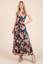 Floral Print Tie Waist Maxi Dress Sleeveless Summer Casual Casual Dresses