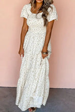 Floral Print Tiered Maxi Dress in Polyester Maxi Dresses