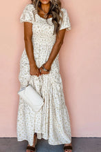 Floral Print Tiered Maxi Dress in Polyester