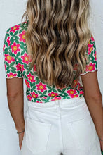 Floral Print Top and White Denim Shorts Set for Women