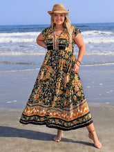 Floral Print Viscose Maxi Dress with Tie Detail