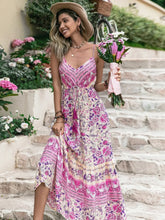 Floral Print Viscose Maxi Dress with Tassel Detailing