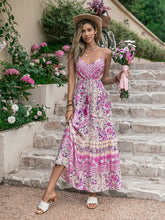 Floral Print Viscose Maxi Dress with Tassel Detailing Pink