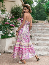 Floral Print Viscose Maxi Dress with Tassel Detailing