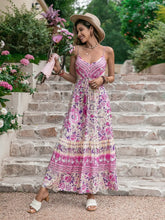 Floral Print Viscose Maxi Dress with Tassel Detailing
