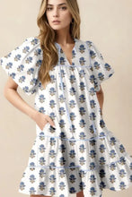 Floral Puff Sleeve Mini Dress with Pockets Woman Casual Dress