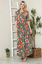 Floral Round Neck Short Sleeve Maxi Tee Dress