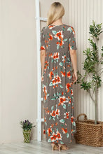 Floral Round Neck Short Sleeve Maxi Tee Dress