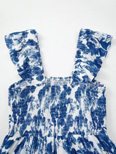 Floral Ruffle Strap Square Neck Smocked Bodice Midi Dress Woman Casual Dress