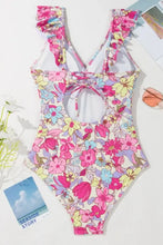 Floral Ruffled One Piece Swimsuit with Removable Padding Swimwear