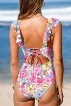 Floral Ruffled One Piece Swimsuit with Removable Padding Swimwear