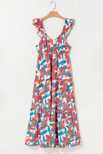 Floral Ruffled Strap V Neck Maxi Dress Maxi Dresses