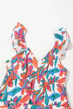 Floral ruffled strap V-neck maxi dress in vibrant colors