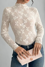 Floral Sheer Long Sleeve Top for Women Woman T Shirts