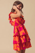 Floral V Neck Layered Dress with Elasticized Waist