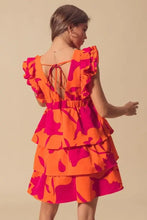 Floral V Neck Layered Dress with Elasticized Waist Casual Dresses